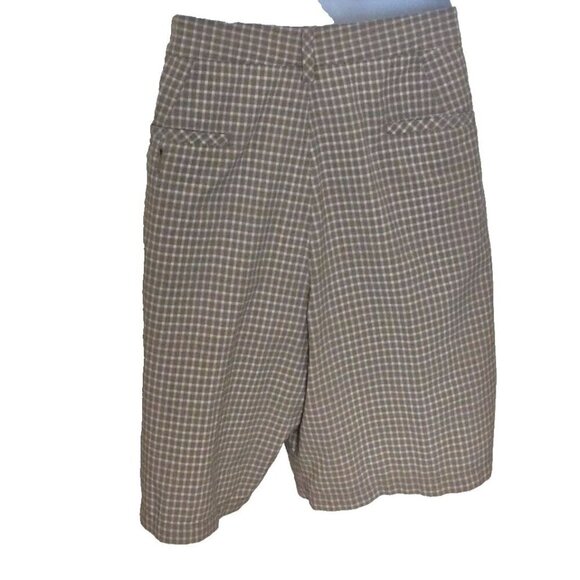 Adidas Golf Shorts Men's Tan Khaki Plaid Flat Front Shorts size 40 - Picture 5 of 8